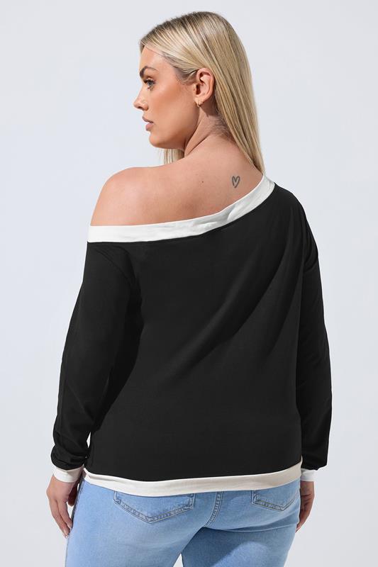 LIMITED COLLECTION Plus Size Black Contrast Off Shoulder Top | Yours Clothing 2