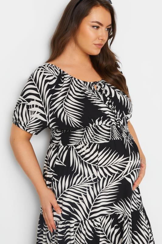 BUMP IT UP MATERNITY Plus Size Black Leaf Print Maxi Dress | Yours Clothing 5