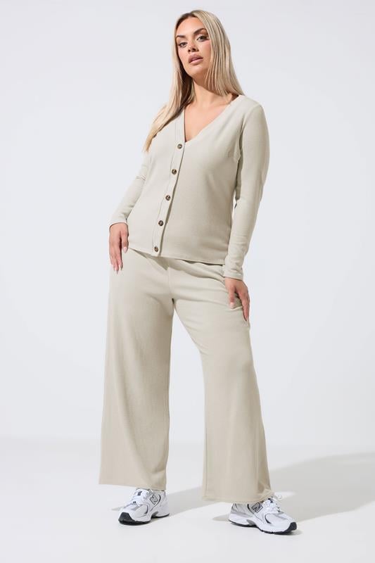  LIMITED COLLECTION Curve Beige Brown Crinkle Wide Leg Trousers