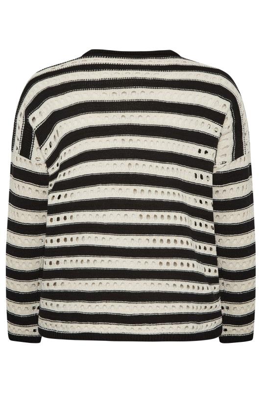 YOURS Plus Size Black & White Stripe Crochet Jumper | Yours Clothing 6