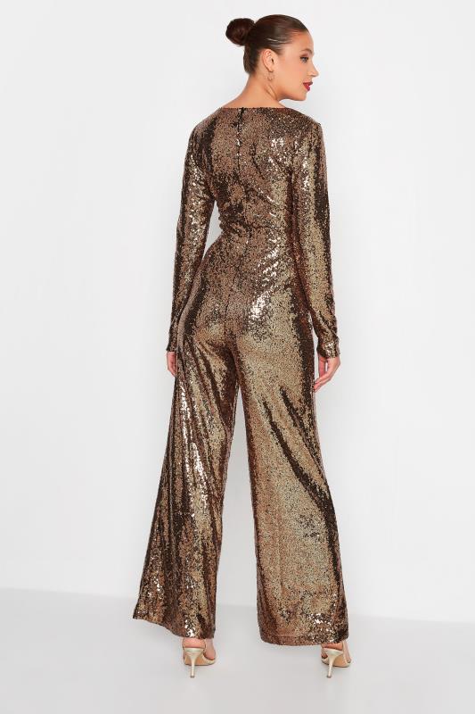 LTS Tall Gold Sequin Embellished Jumpsuit 3