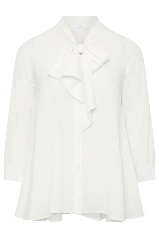 YOURS LONDON Plus Size White Tie Neck Blouse | Yours Clothing 7