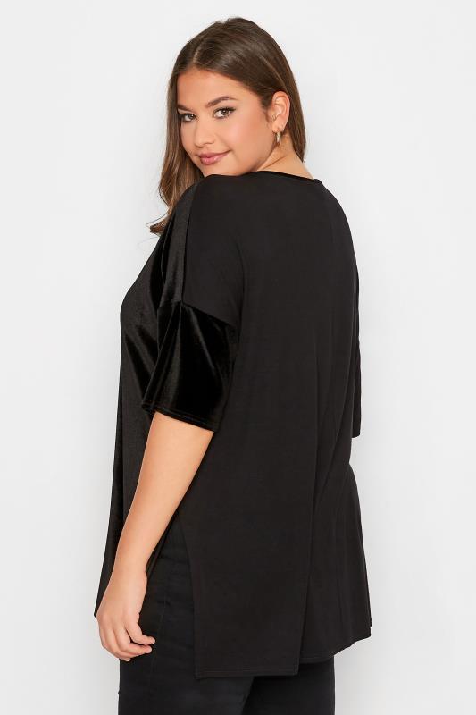 Plus Size Black Velvet Oversized T-Shirt | Yours Clothing 3