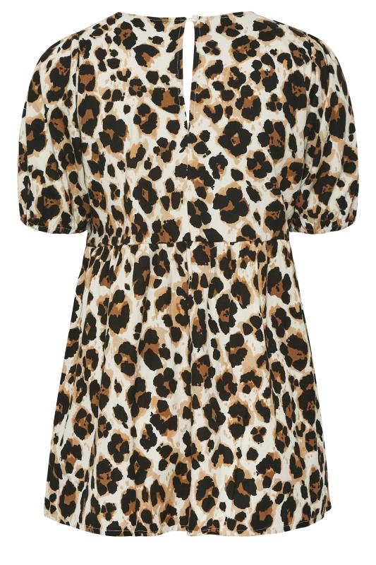 LIMITED COLLECTION Plus Size Brown Animal Print Ruched Front Peplum Top | Yours Clothing 7