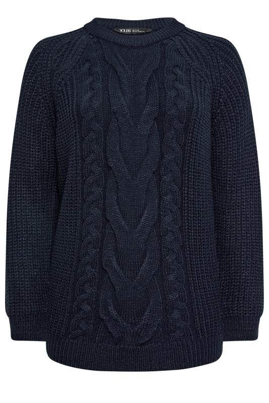 YOURS Plus Size Navy Blue Cable Knit Cut Out Jumper | Yours Clothing 6