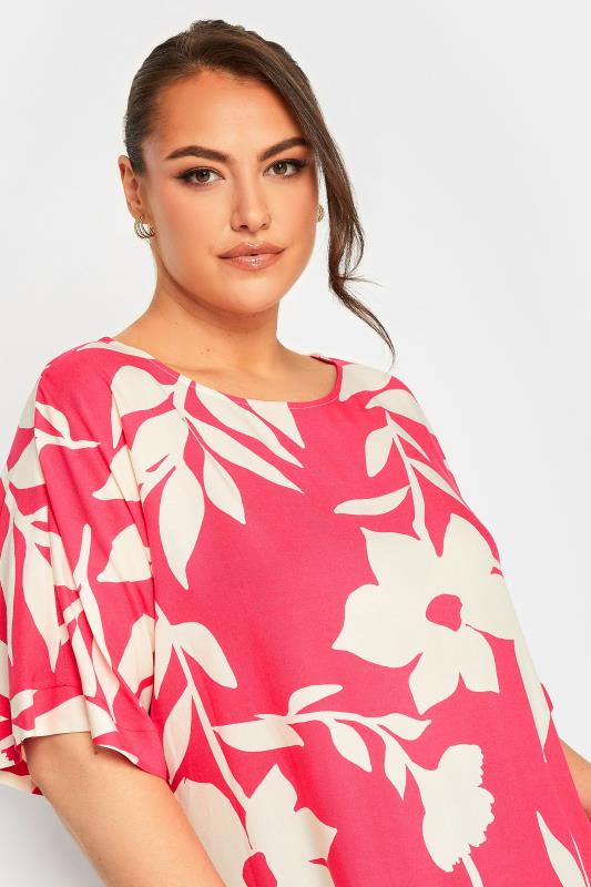 YOURS Curve Plus Size Hot Pink Floral Top | Yours Clothing  4
