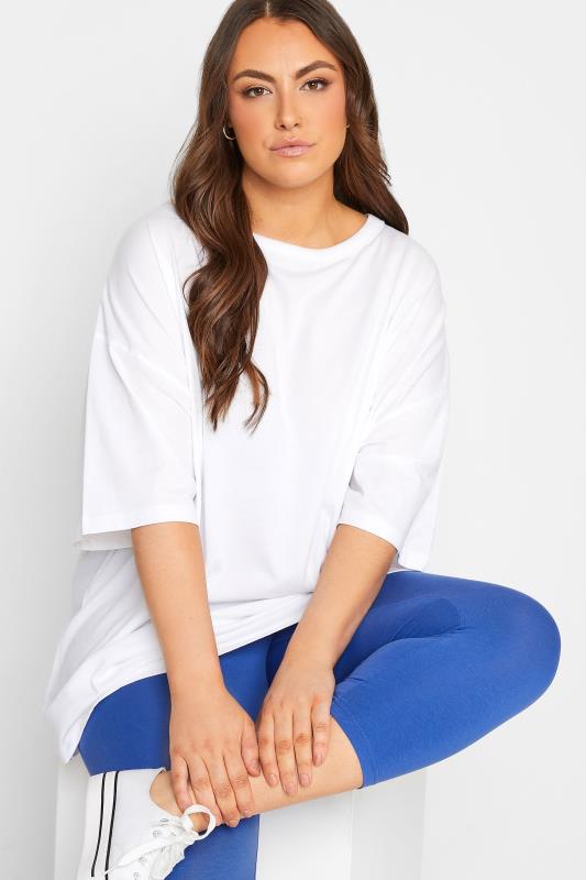 YOURS Plus Size Blue Cropped Leggings | Yours Clothing 3