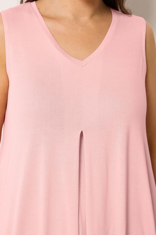 YOURS Plus Size Light Pink Pleated Front Vest Top | Yours Clothing 4