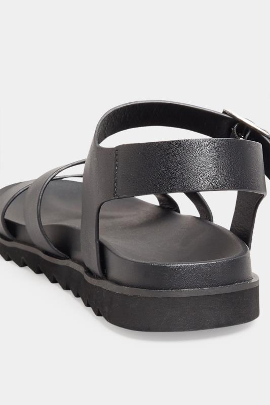 LTS Black Buckle Strap Sandals In Wide E Fit | Long Tall Sally 4