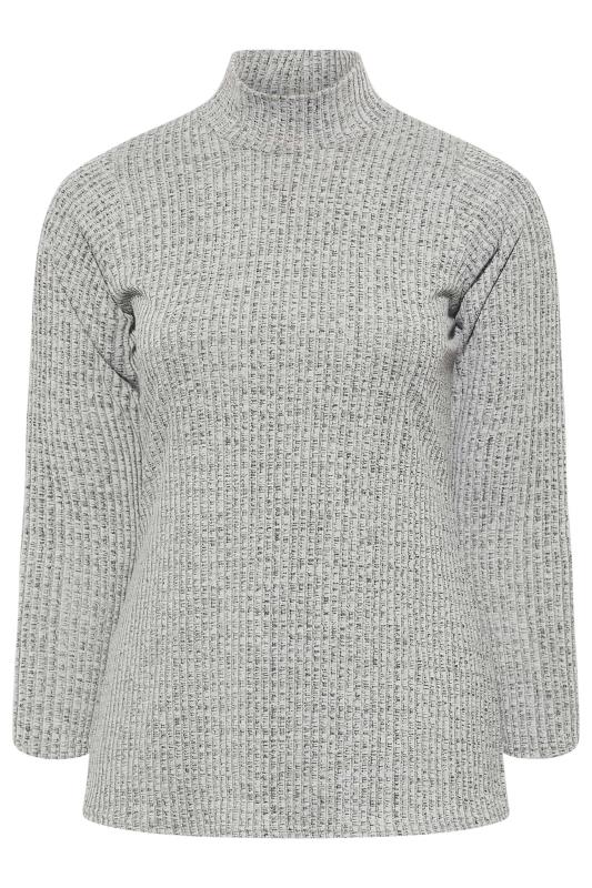 LIMITED COLLECTION Plus Size Grey Marl Ribbed Turtle Neck Top | Yours Clothing 6