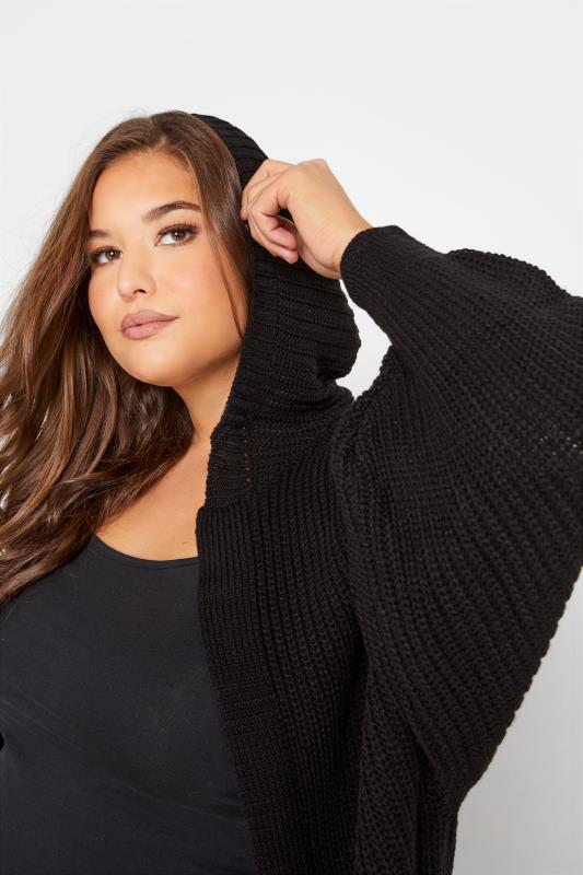 Plus Size Curve Black Hooded Longline Cardigan | Yours Clothing 4