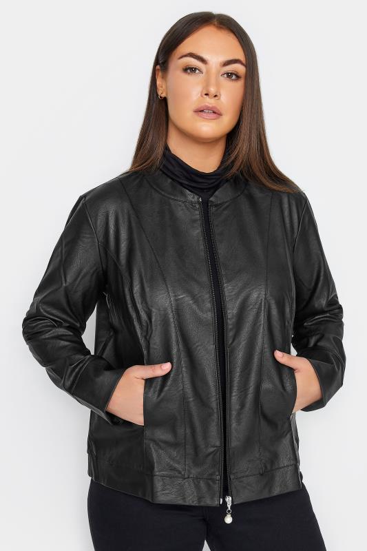 City Chic Black Faux Leather Jacket | Evans 2