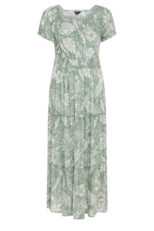YOURS Plus Size Green Floral Print Tie Front Maxi Dress | Yours Clothing 6