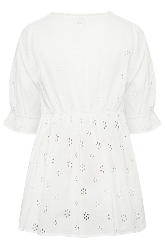 BUMP IT UP MATERNITY Plus Size White Broderie Anglaise Blouse | Yours Clothing 8