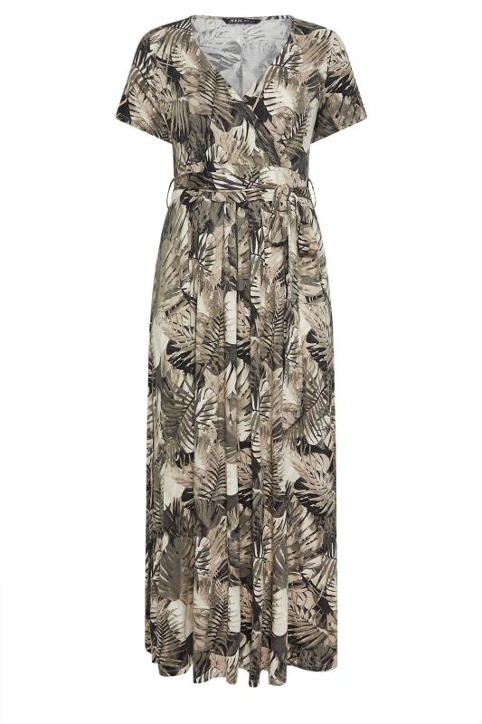 YOURS Plus Size Green Leaf Print Wrap Maxi Dress | Yours Clothing 5