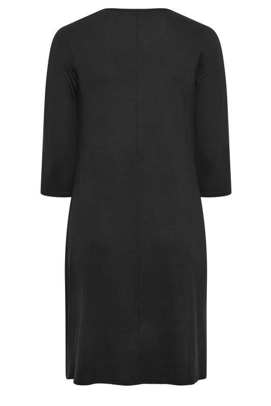 YOURS FOR GOOD Curve Black 3/4 Sleeve Drape Pocket Dress | Yours Clothing 7