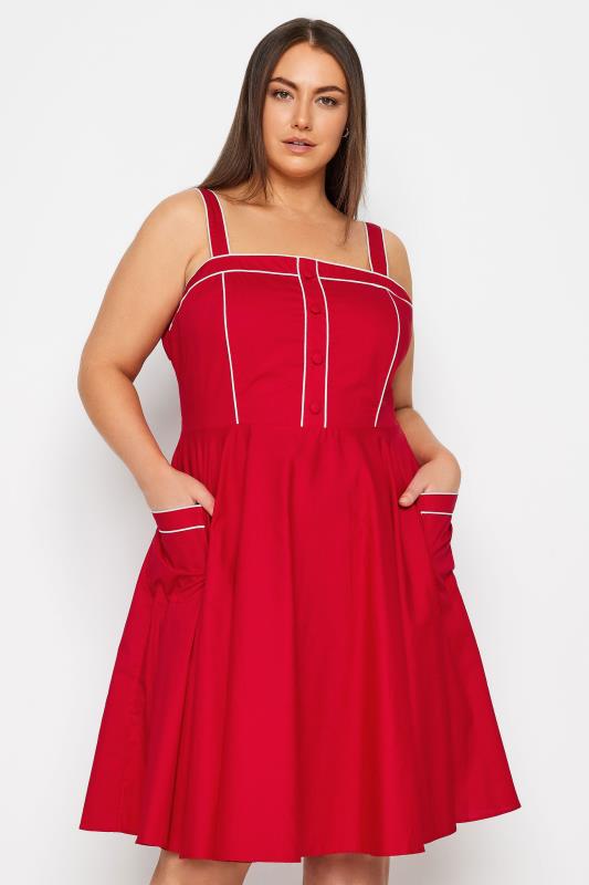  Grande Taille Evans Red Piped Skater Dress
