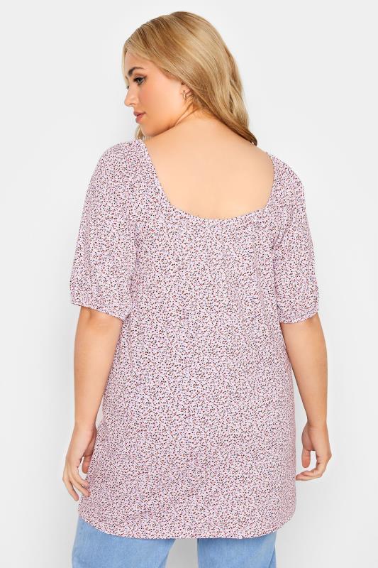 LIMITED COLLECTION Plus Size Lilac Purple Ditsy Floral Top | Yours Clothing 3