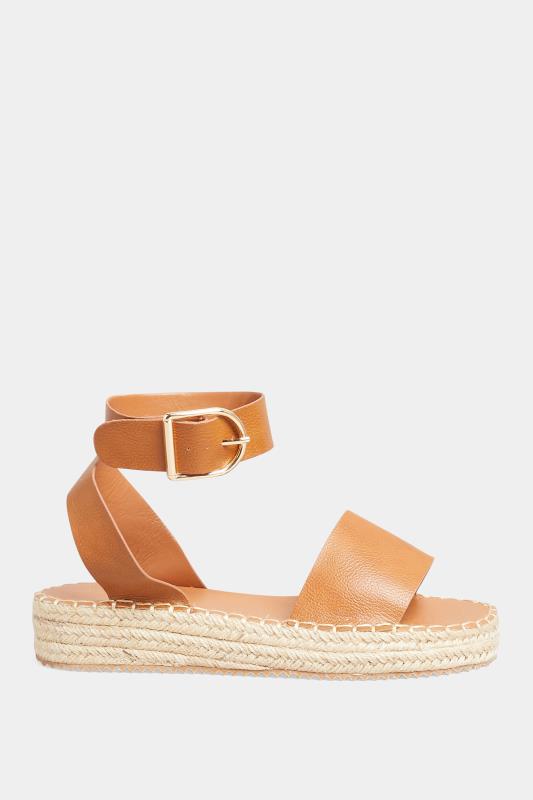 Plus Size Brown Flatform Espadrilles In Wide E Fit & Extra Wide EEE Fit | Yours Clothing 3