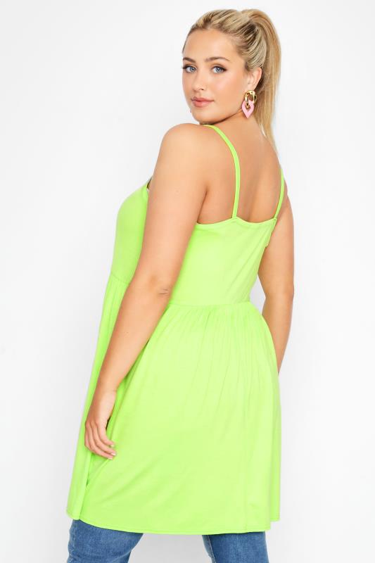 LIMITED COLLECTION Curve Lime Green Button Detail Cami Top 3