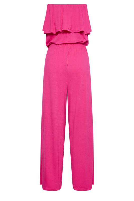 LTS Tall Hot Pink Frill Bandeau Jumpsuit | Long Tall Sally 7