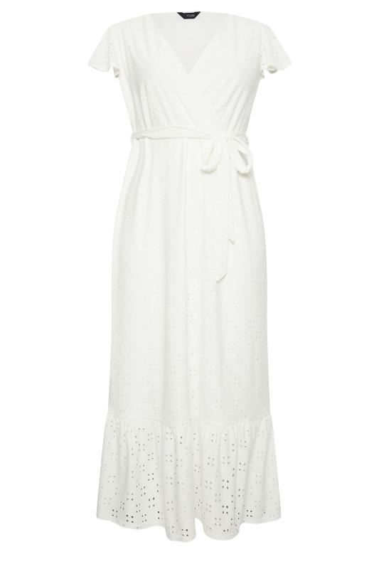 YOURS Curve Plus Size White Broderie Anglaise Maxi Dress | Yours Clothing  6