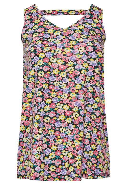 YOURS Curve Plus Size Pink Floral Bar Back Vest Top | Yours Clothing  6