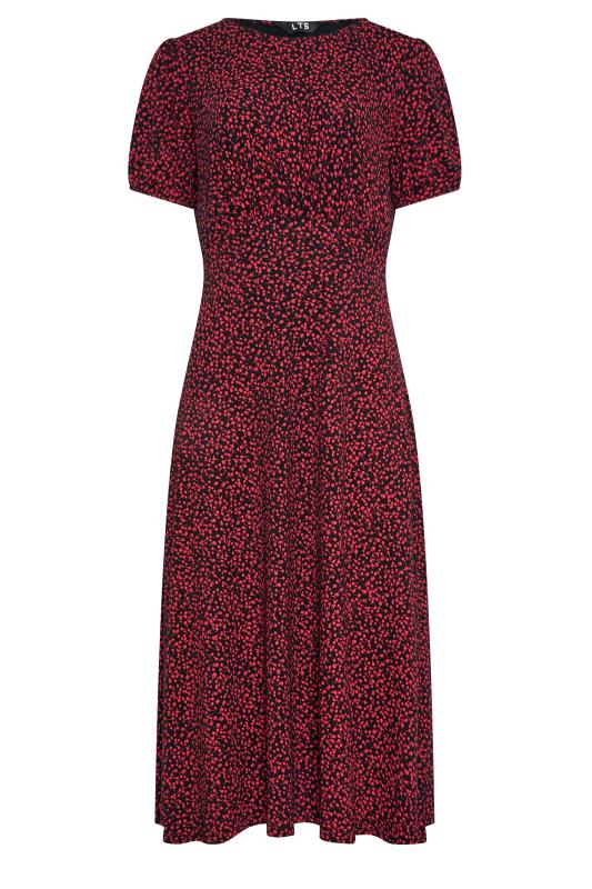 LTS Tall Women's Black & Red Ditsy Floral Print Midi Tea Dress | Long Tall Sally 5
