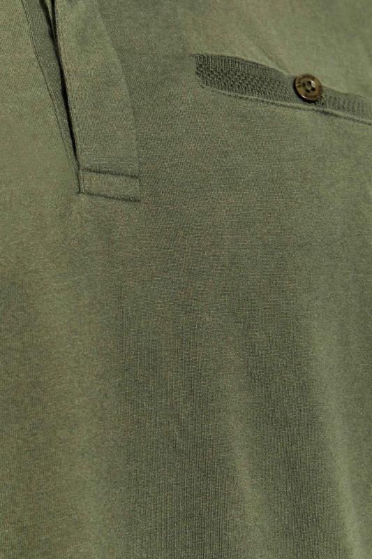KAM Big & Tall Khaki Green Long Sleeve Polo Shirt 2