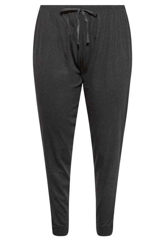 2 PACK Plus Size Black & Grey Cuffed Pyjama Bottoms | Yours Clothing 7
