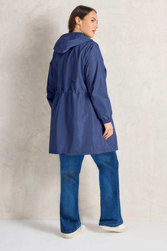 EVANS Plus Size Navy Blue Lightweight Rain Jacket | Evans 4