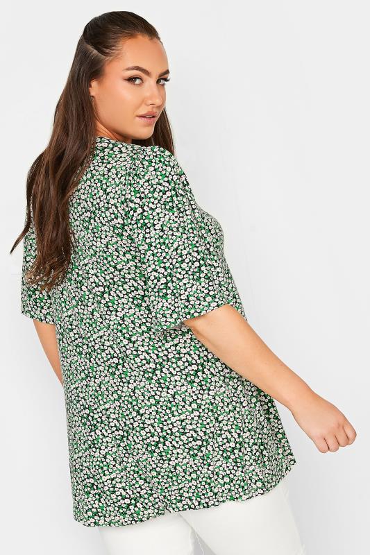 YOURS Curve Plus Size Green Floral Ditsy Print Top | Yours Clothing  3