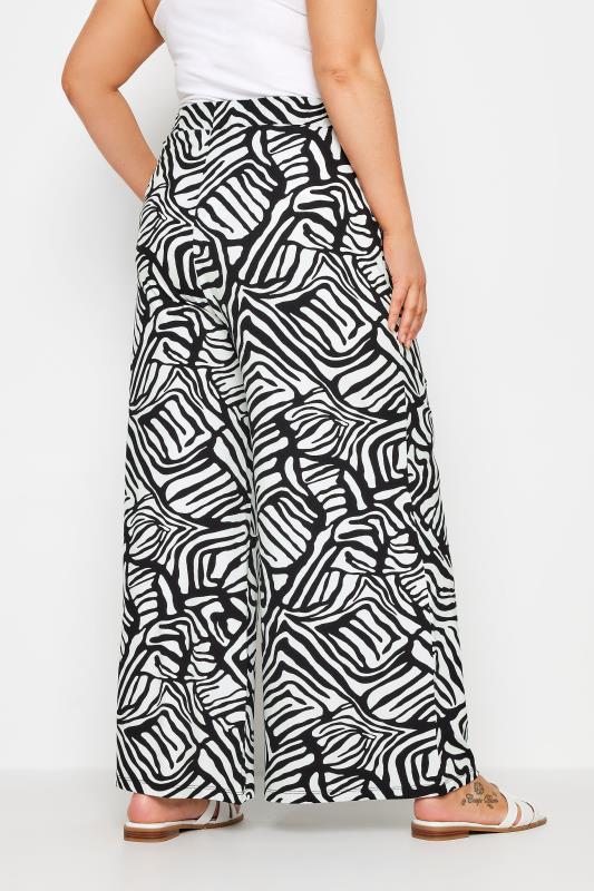YOURS Plus Size Black Abstract Print Wide Leg Trousers | Yours Clothing 3