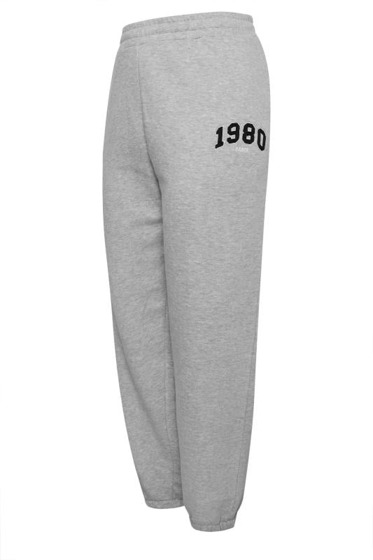 YOURS Plus Size Light Grey '1980' Slogan Joggers | Yours Clothing  5