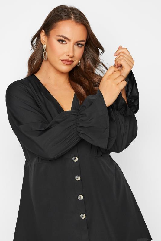LIMITED COLLECTION Plus Size Black Long Sleeve Button Blouse | Yours Clothing 4