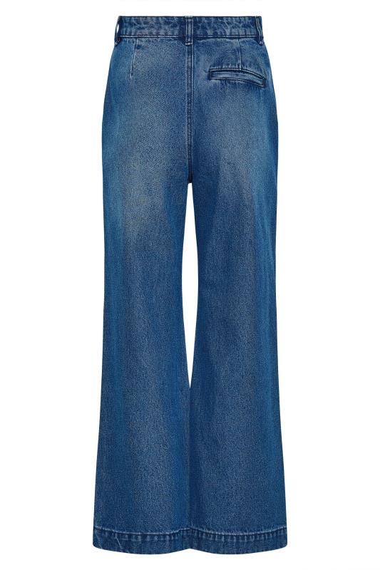 LTS Tall Women's Mid Blue Denim Cropped Wide Leg Jeans | Long Tall Sally 5