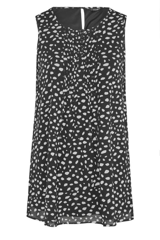 Curve Black Dalmatian Print Pleat Front Sleeveless Blouse 6