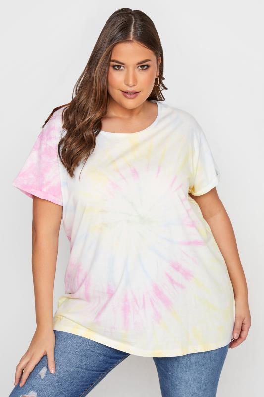 YOURS FOR GOOD Curve White Tie Dye T-Shirt_A.jpg