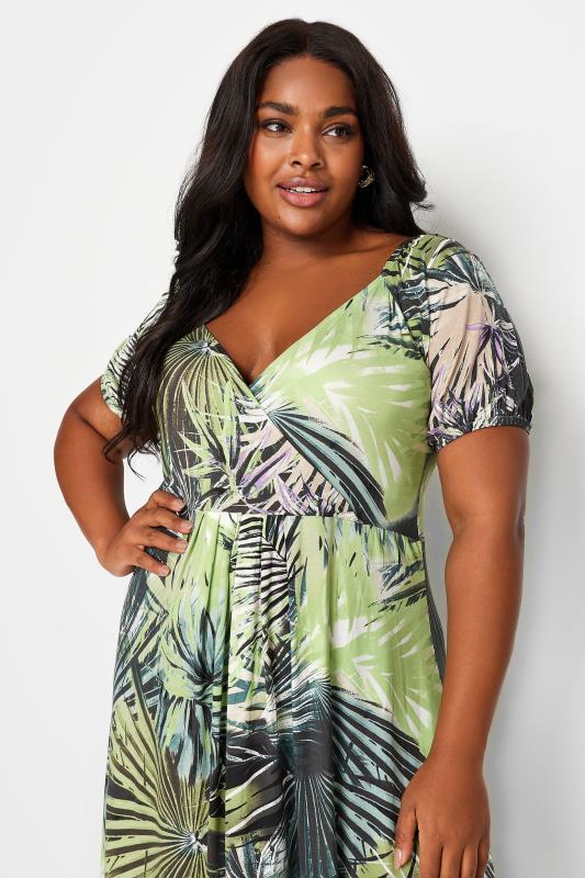 YOURS Plus Size Green Tropical Leaf Print Maxi Dress | Yours Clothing 4