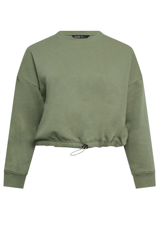 LIMITED COLLECTION Plus Size Khaki Green Cropped Sweatshirt | Yours Clothing 5