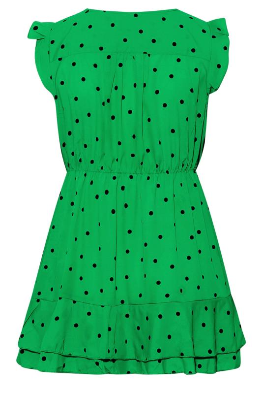 Curve Green Polka Dot Print Frill Sleeve Smock Top 7