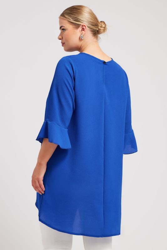 YOURS LONDON Plus Size Blue Flute Sleeve Tunic | Yours Clothing 3