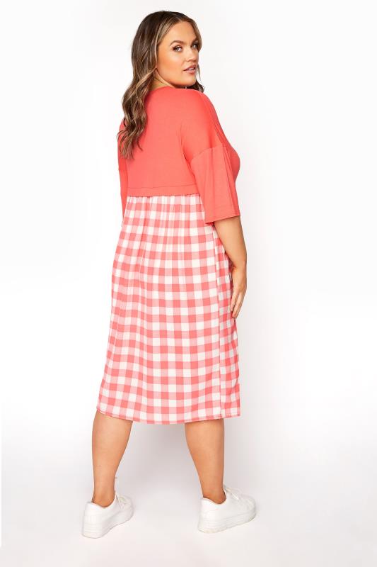 LIMITED COLLECTION Coral Gingham Bubble Crepe Midi Dress_C.jpg