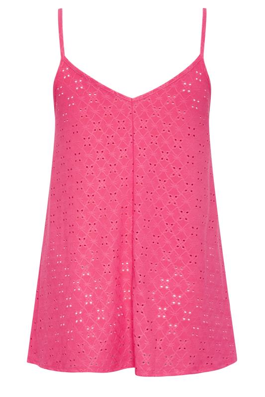 LIMITED COLLECTION Plus Size Pink Broderie Anglaise Cami Vest Top | Yours Clothing 7