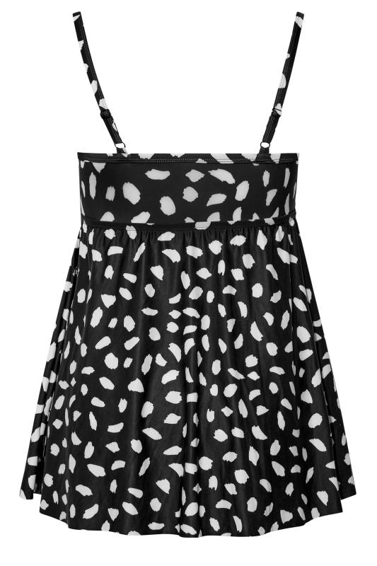 Plus Size Black Dalmatian Print Mesh Panel Tummy Control Swim Dress | Yours Clothing 7