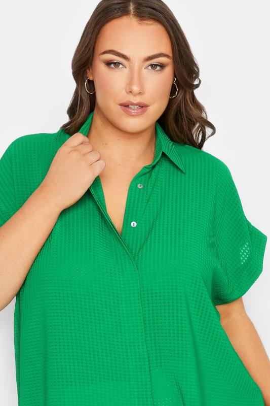 YOURS Curve Plus Size Apple Green Collared Shirt | Yours Clothing  4