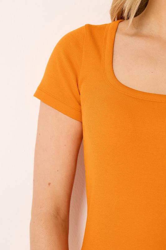 LTS Tall Women's Orange Square Neck Ribbed T-Shirt | Long Tall Sally 4