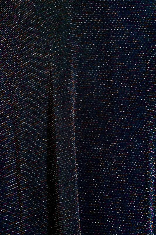 YOURS Plus Size Curve Black & Multicolour Glitter Cut Out Neck Top | Yours Clothing  6