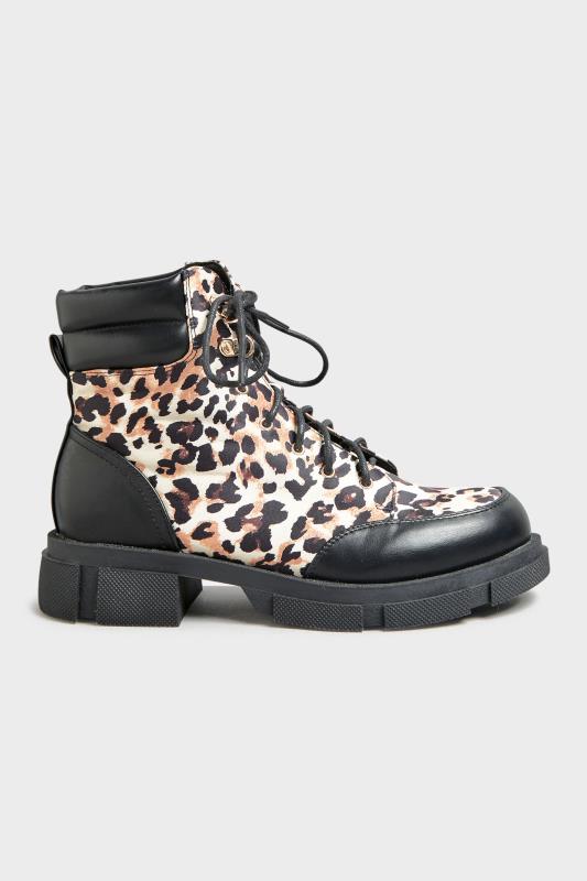 LIMITED COLLECTION Black Leopard Faux Leather Lace Up Boots In Wide Fit | Yours Clothing 3