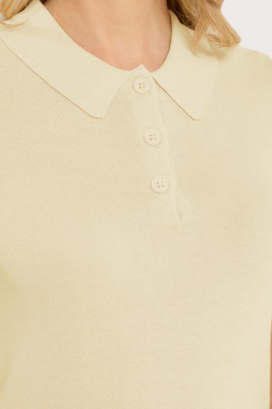 LTS Tall Women's Yellow Knitted Polo Top | Long Tall Sally 5